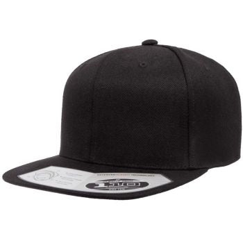 Flexfit110F 6 Panel Wool Blend Flat Bill - ALL BLACK (Snapback)