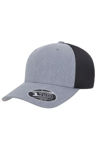 Flexfit 110M - Heather Grey/Black (W/LEATHER PATCHES)