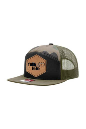 Richardson 7 Panel Trucker-  BLACK/GREEN CAMO/LODEN (Snapback)