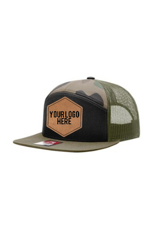 Richardson 7 Panel Trucker-  BLACK/GREEN CAMO/LODEN (Snapback)