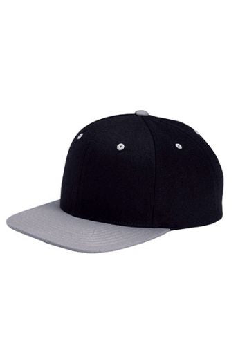 5 Panel Cotton Flatbill - Black/Grey (Yupoong Snapback)