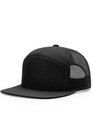 Richardson 7 Panel Trucker-  ALL BLACK (Snapback)