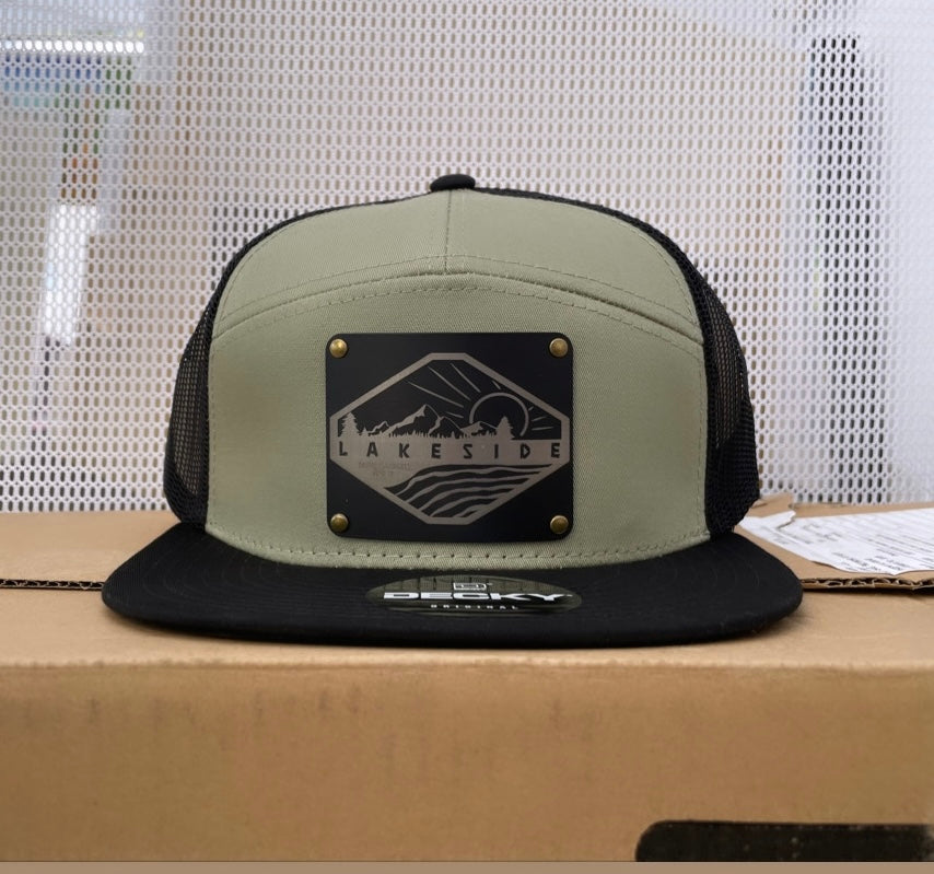 Lakeside - Decky 7 Panel Trucker-  Loden(green) and Black (Snapback)