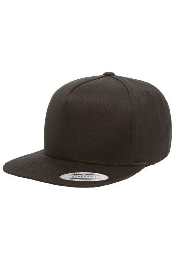 5 Panel Cotton Flatbill - All Black (Yupoong Snapback)