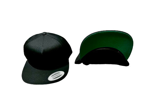 5 Panel Cotton Flatbill - All Black (Yupoong Snapback)