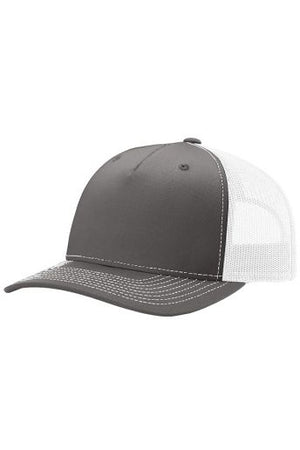 Richardson 5 Panel Trucker- CHARCOAL/WHITE (Snapback)