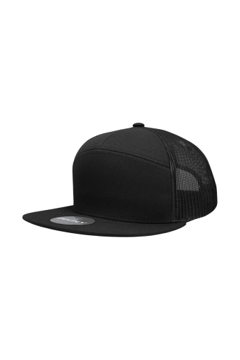 Decky 7 Panel Mesh Back Trucker- ALL BLACK (Snapback)